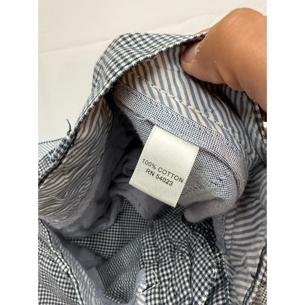 BANANA REPUBLIC Mens 32 Navy White Gingham 10